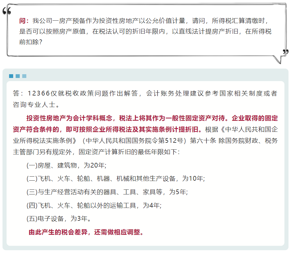 再议按公允价值核算的投资性房地产“折旧”能不能税前扣除？